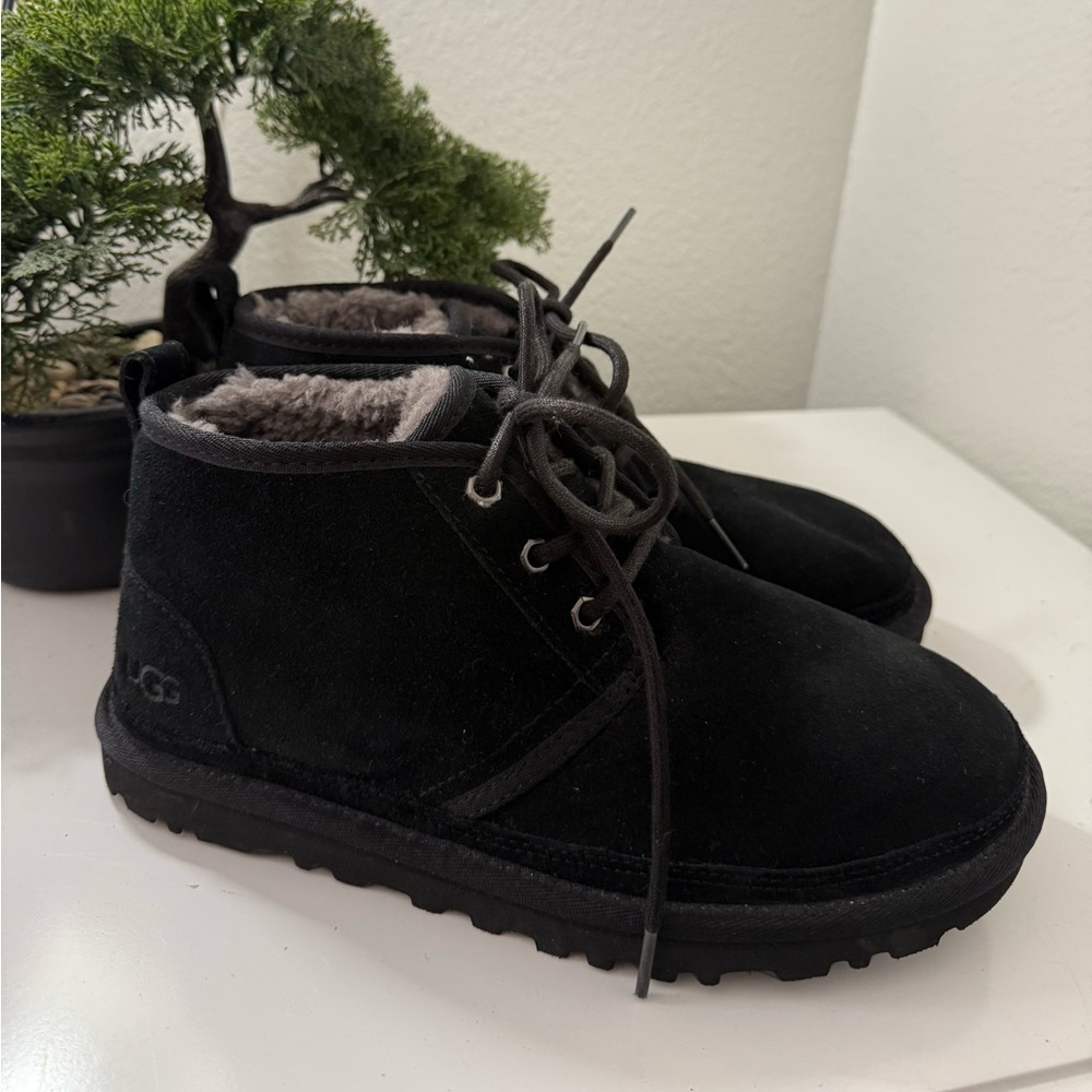 UGG Black Suede Lace-Up Boots